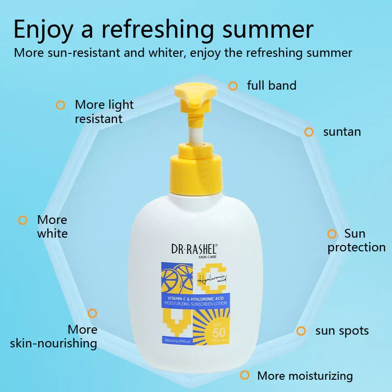 DR.Rashel Vitamin c & hyaluronic acid moisturizinng sunscreen loiton SPF50 - 180ml DR.Rashel