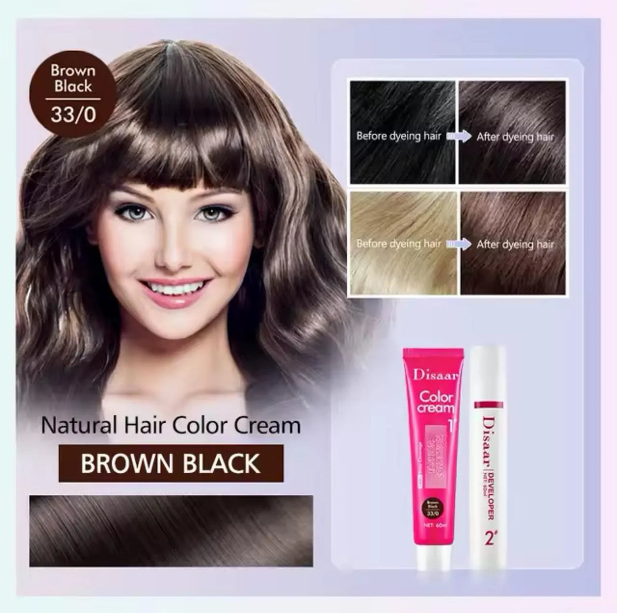Disaar Hair Color 33/0 – Brown Black - 60ml - Buy Online in Pakistan at Cosmia.pk