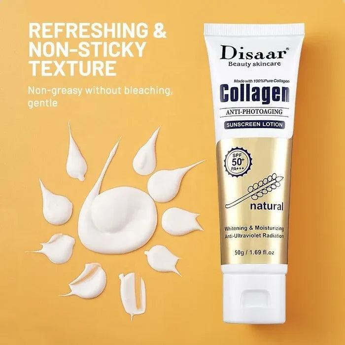 Dissar 100% Collagen Sunblock Whitening SPF 50 Sunscreen Lotion - 50g - Buy Online in Pakistan at Cosmia.pk
