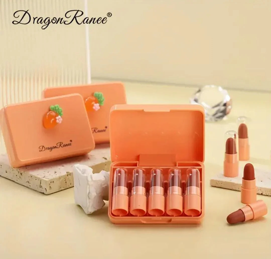 Dragon Ranee Carrot Mini Lipstick 5Pcs Set - Buy Online in Pakistan at Cosmia.pk