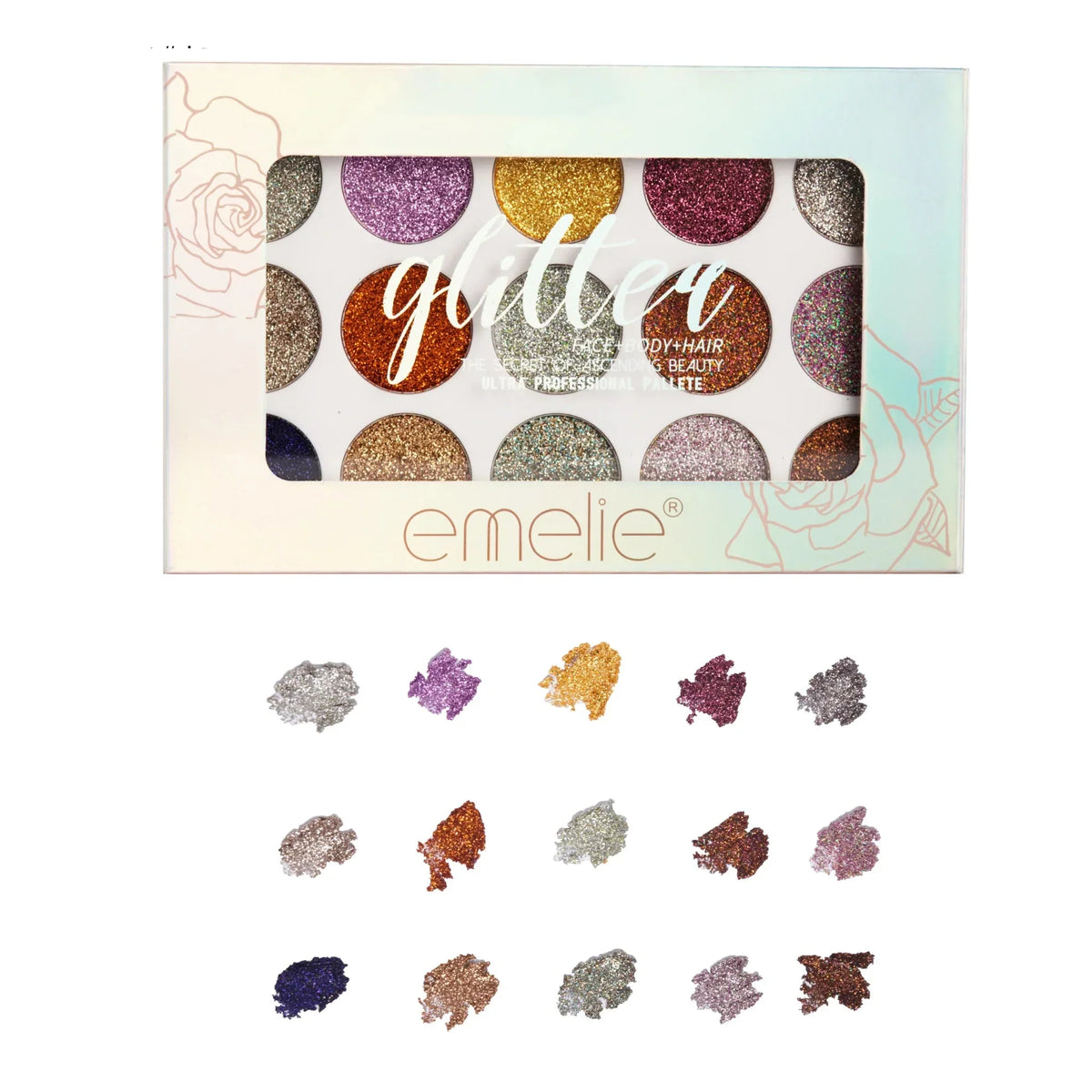 Emelie 15 Color Glitter Eyeshadow Palette - Buy Online in Pakistan at Cosmia.pk