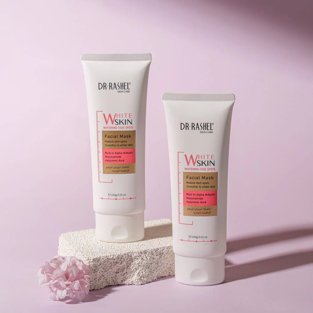 Dr Rashel White Skin Facial Mask tubes pair on pink background