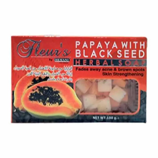 HEMANI HERBAL Fleur's Blackseed & Papaya Soap - 100gm - Buy Online in Pakistan at Cosmia.pk