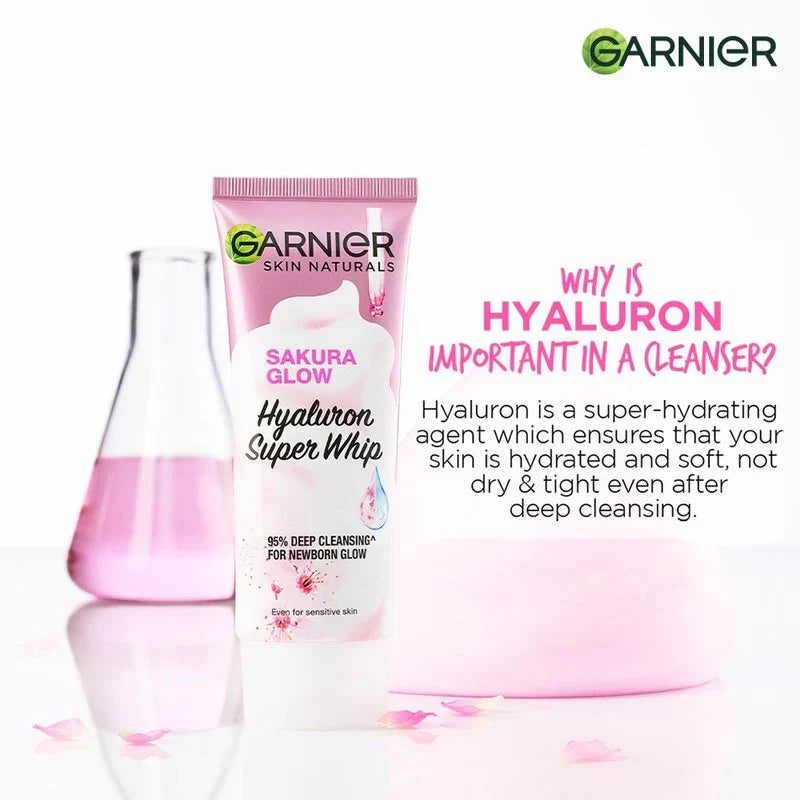 Garnier Sakura Glow Hyaluron Super Whip Foam - 100ml - Buy Online in Pakistan at Cosmia.pk