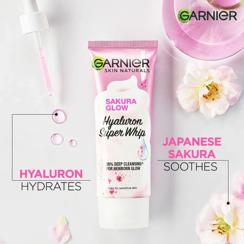 Garnier Sakura Glow Hyaluron Super Whip Foam - 100ml - Buy Online in Pakistan at Cosmia.pk