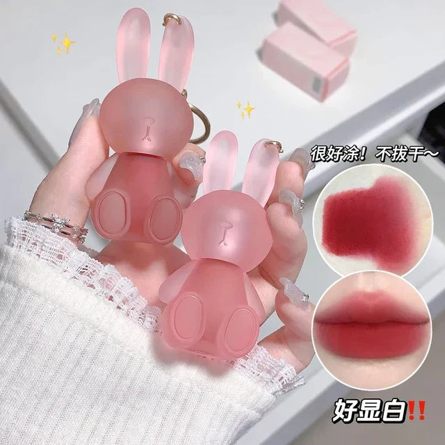 Gege Bear Cute Rabbit Velvet Lip Mud keychain style - Buy Online in Pakistan at Cosmia.pk