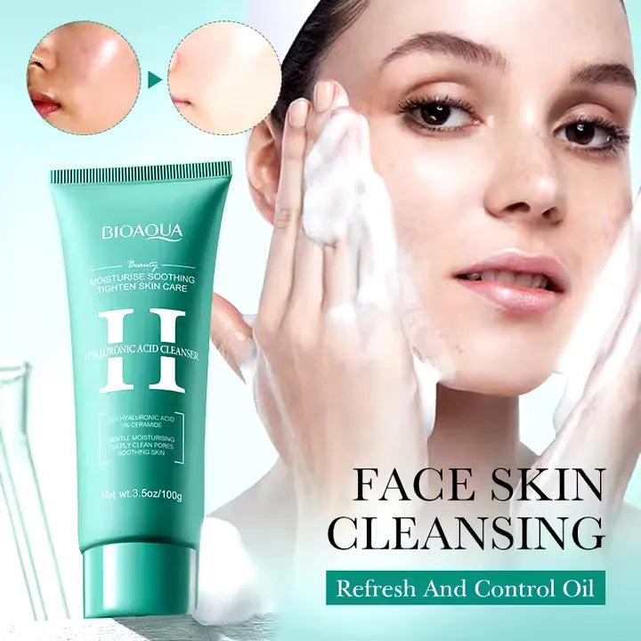BIOAQUA Hyaluronic Acid Deep Cleaning Acne Oil Control Facial Cleanser - 100g - Buy Online in Pakistan at Cosmia.pk