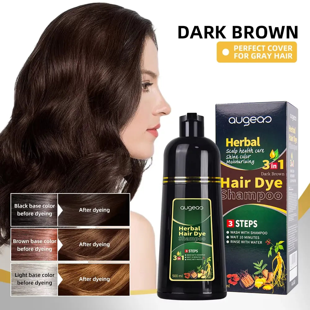 AUGEAS 3-in-1 Herbal Hair Dark Brown Color Shampoo – 500ml - Buy Online in Pakistan at Cosmia.pk