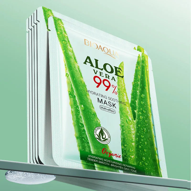 BIOAQUA 99% Aloe Vera Hydrating Soothing Mask - Multi-Effect Facial Mask - 25g - Buy Online in Pakistan at Cosmia.pk