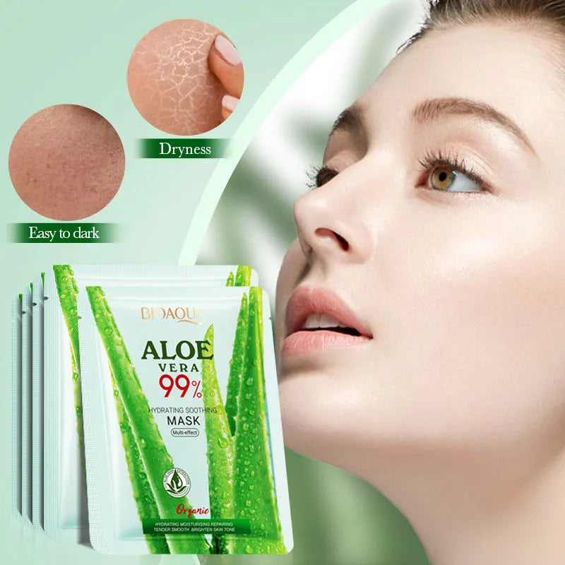 BIOAQUA 99% Aloe Vera Hydrating Soothing Mask - Multi-Effect Facial Mask - 25g - Buy Online in Pakistan at Cosmia.pk