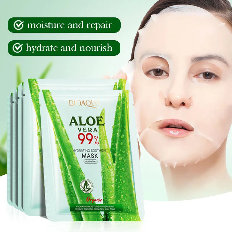 BIOAQUA 99% Aloe Vera Hydrating Soothing Mask - Multi-Effect Facial Mask - 25g - Buy Online in Pakistan at Cosmia.pk