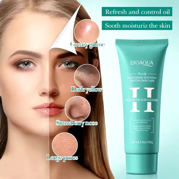 BIOAQUA Hyaluronic Acid Deep Cleaning Acne Oil Control Facial Cleanser - 100g - Buy Online in Pakistan at Cosmia.pk