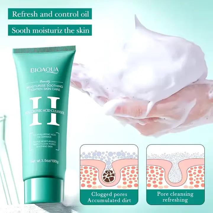 BIOAQUA Hyaluronic Acid Deep Cleaning Acne Oil Control Facial Cleanser - 100g - Buy Online in Pakistan at Cosmia.pk
