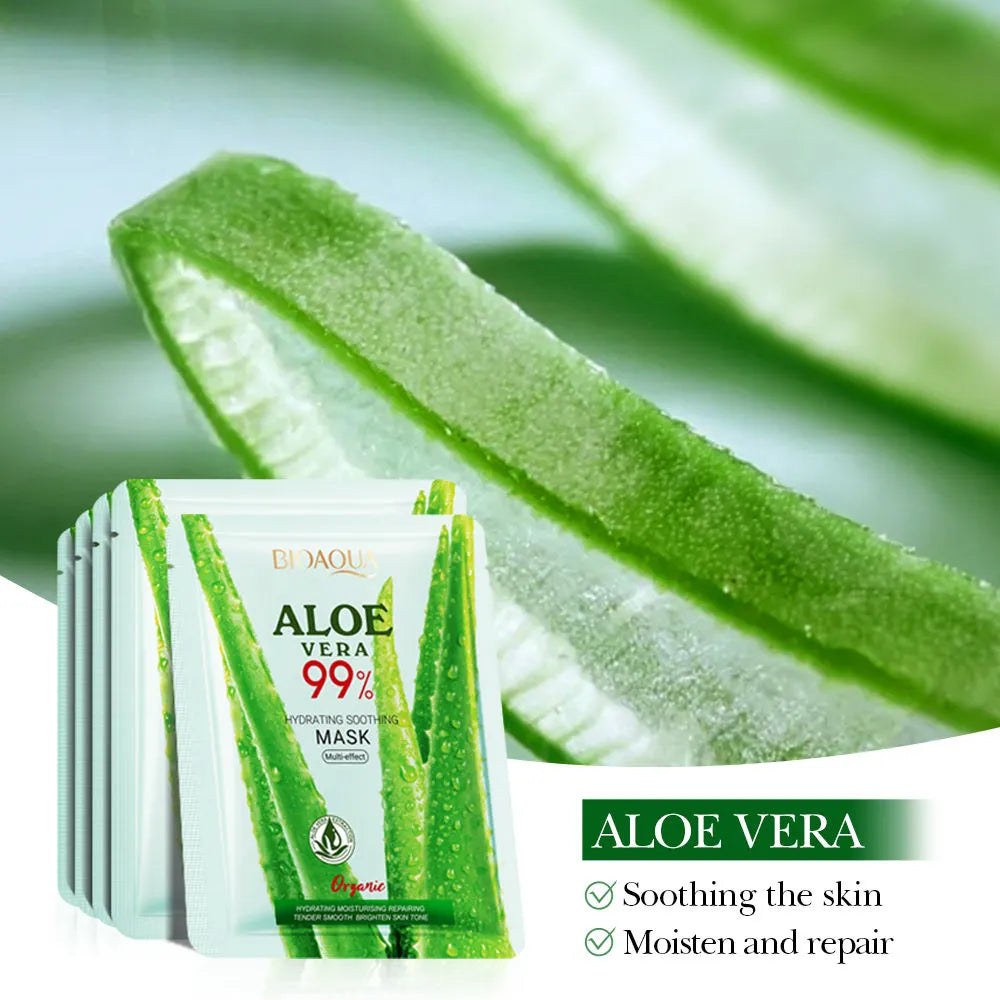 BIOAQUA 99% Aloe Vera Hydrating Soothing Mask - Multi-Effect Facial Mask - 25g - Buy Online in Pakistan at Cosmia.pk