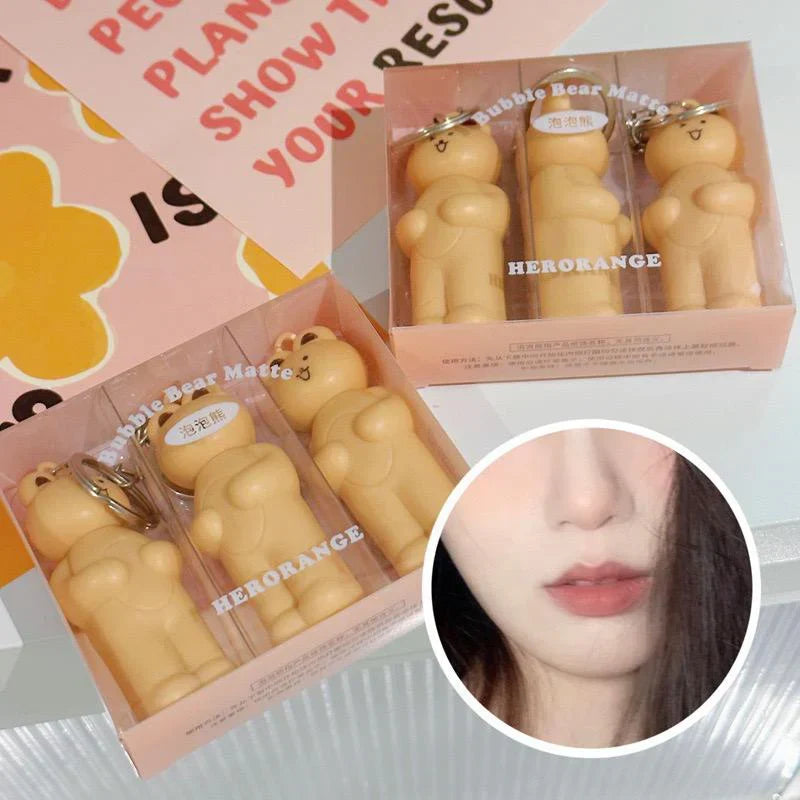 HERORANGE 3 Pcs Keychain Style Long Lasting Cute Bear Matte Lip Gloss - Buy Online in Pakistan at Cosmia.pk