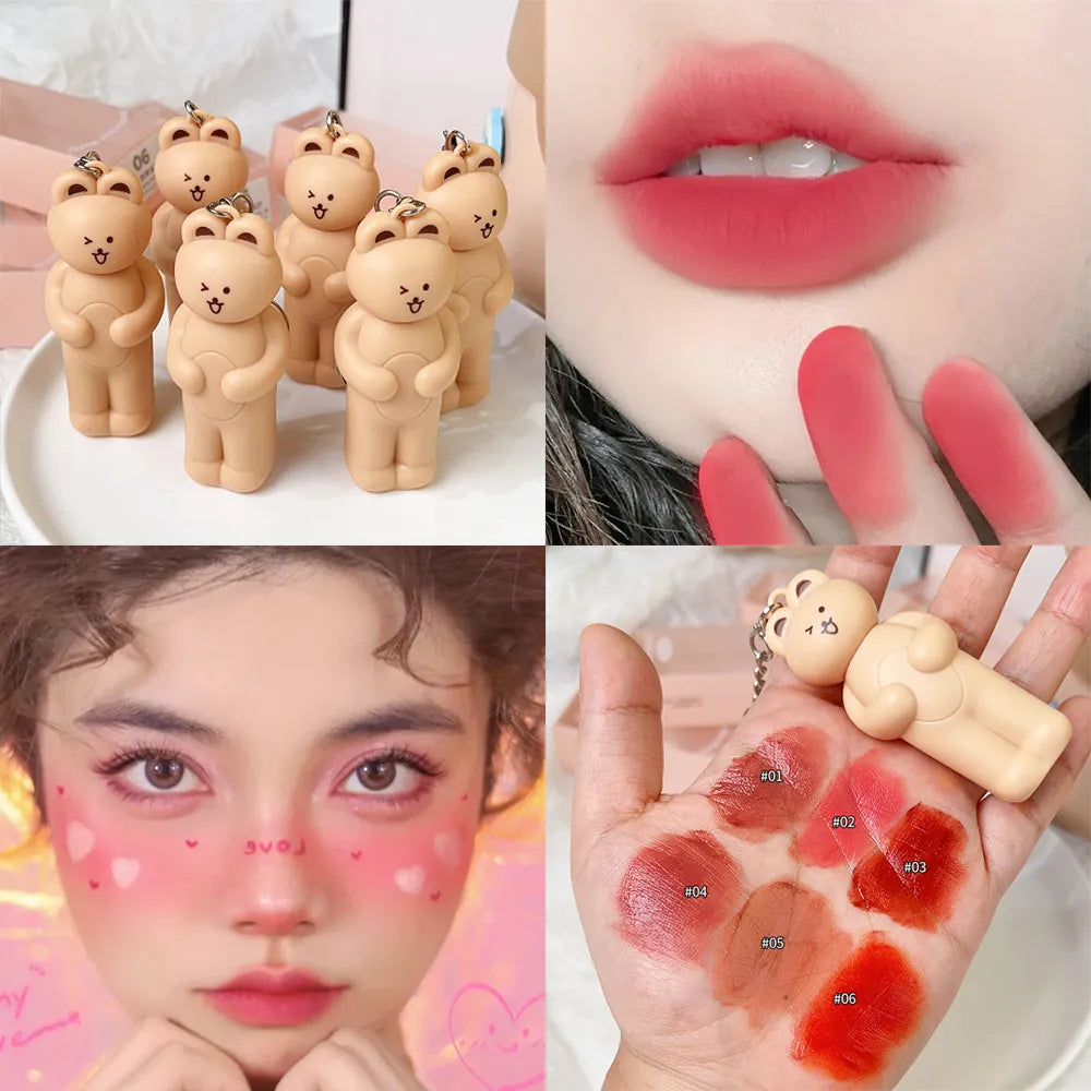 HERORANGE 3 Pcs Keychain Style Long Lasting Cute Bear Matte Lip Gloss - Buy Online in Pakistan at Cosmia.pk