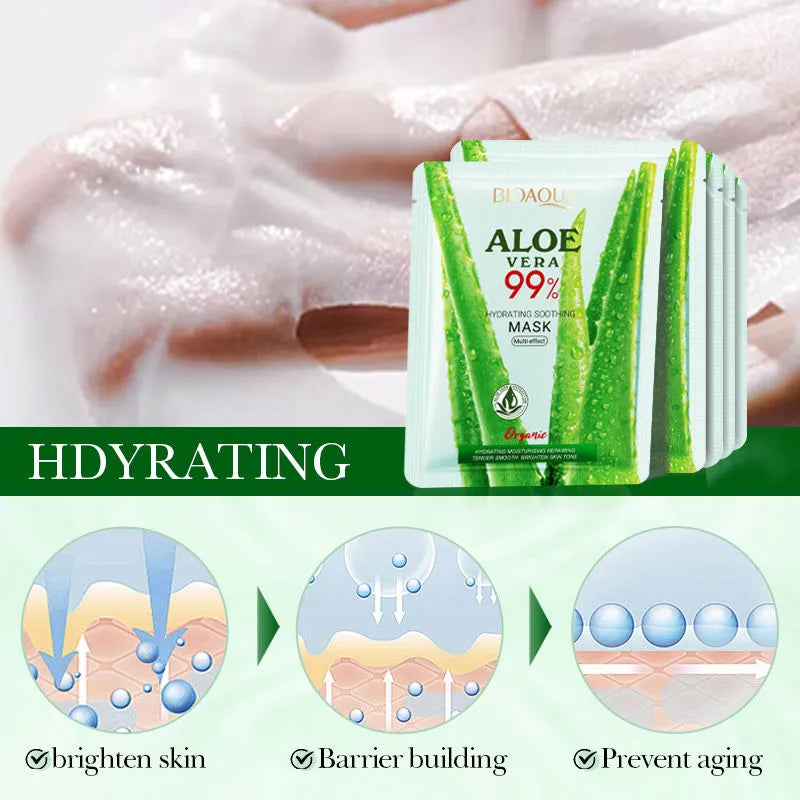 BIOAQUA 99% Aloe Vera Hydrating Soothing Mask - Multi-Effect Facial Mask - 25g - Buy Online in Pakistan at Cosmia.pk