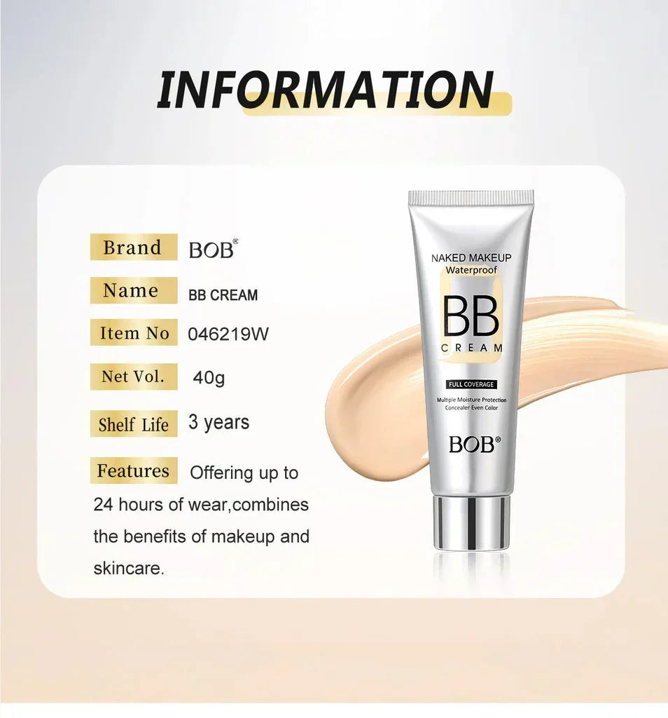BOB Naked Makeup Water Proof Full Coverage BB Cream - 40g - Buy Online in Pakistan at Cosmia.pk