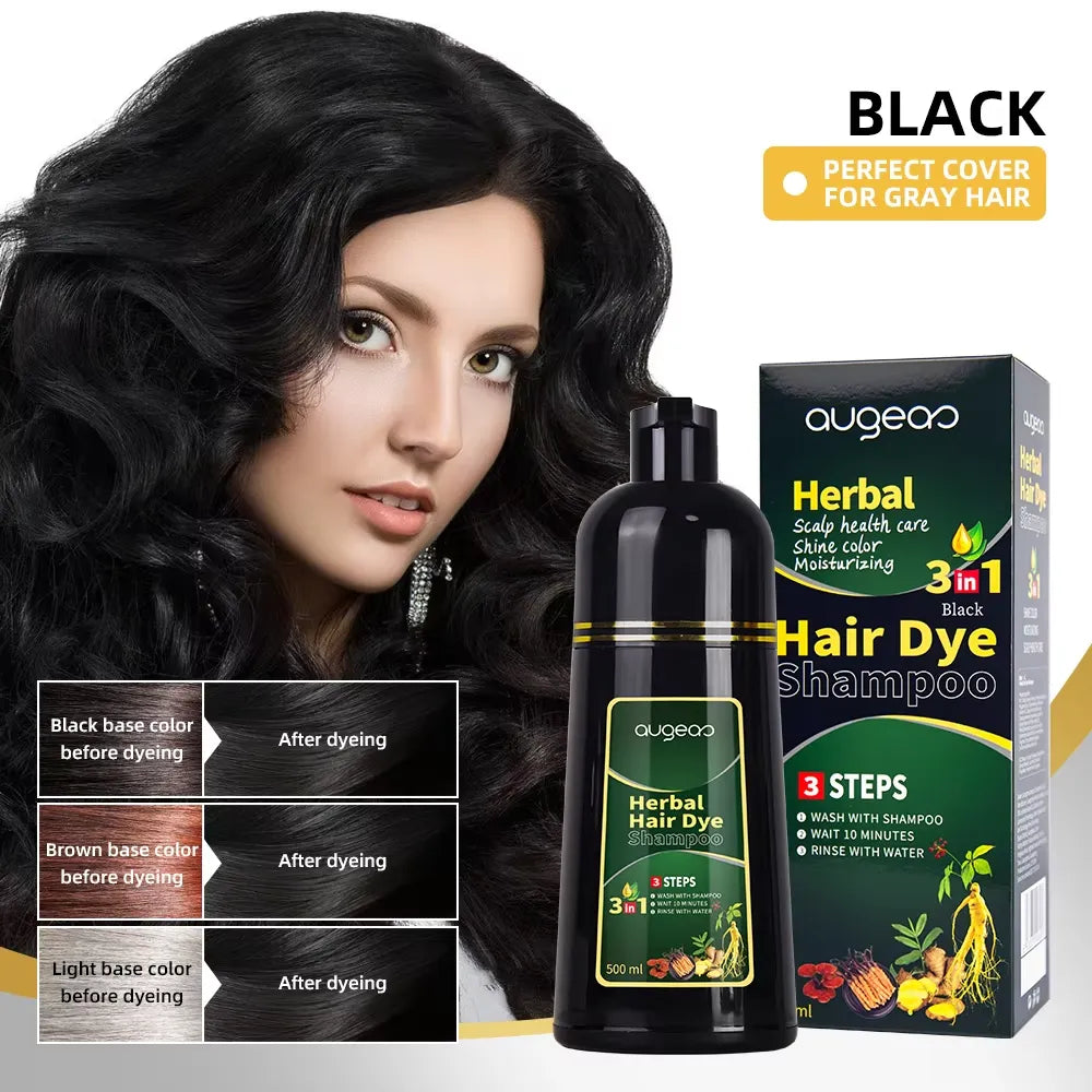 AUGEAS 3-in-1 Herbal Hair Black Color Shampoo – 500ml - Buy Online in Pakistan at Cosmia.pk