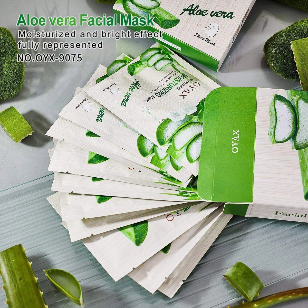 Oyax Refreshing Moisturizing Aloe Vera Sheet Mask - 10 PCS - Buy Online in Pakistan at Cosmia.pk