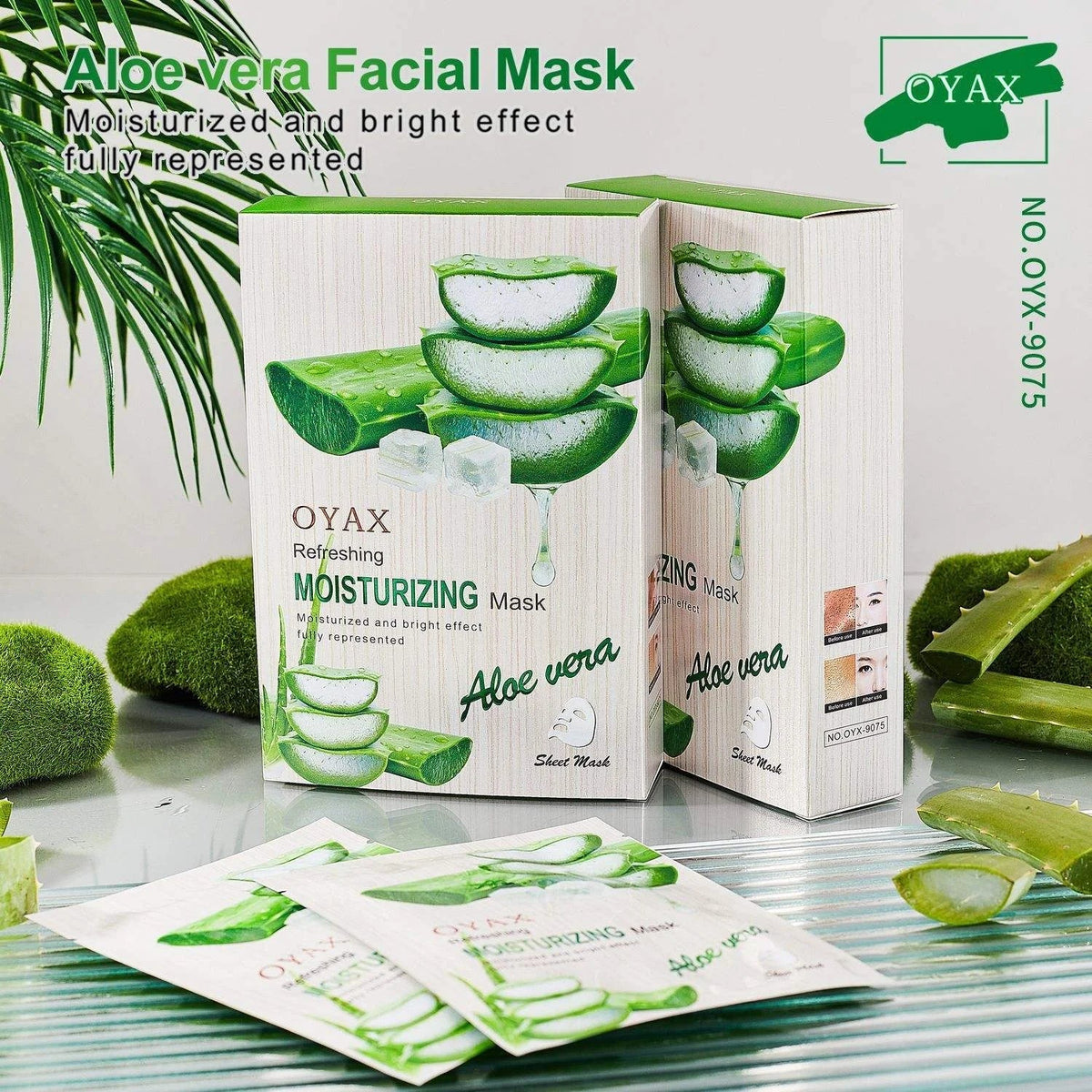 Oyax Refreshing Moisturizing Aloe Vera Sheet Mask - 10 PCS - Buy Online in Pakistan at Cosmia.pk