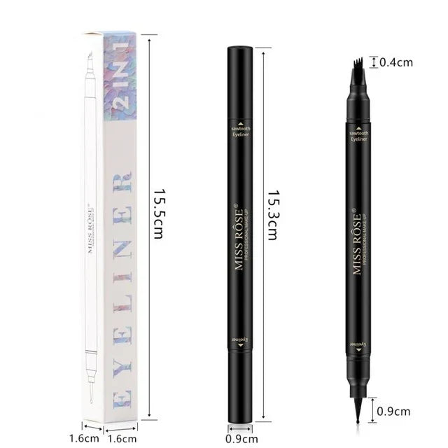 MISS ROSE Double Head 4 Fork Eyebrow Pencil 2 in 1 Black - Buy Online in Pakistan at Cosmia.pk