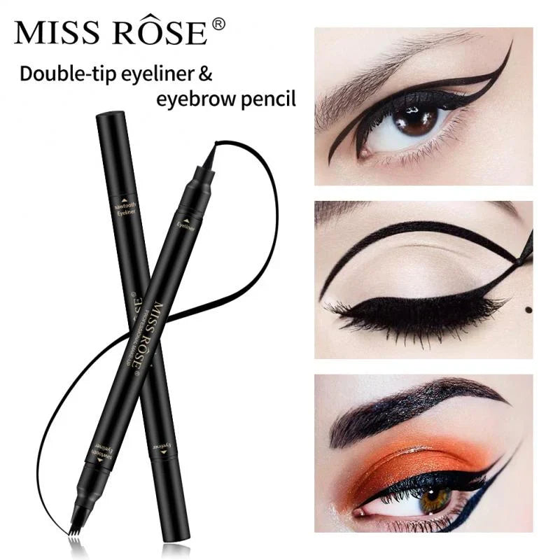 MISS ROSE Double Head 4 Fork Eyebrow Pencil 2 in 1 Black - Buy Online in Pakistan at Cosmia.pk