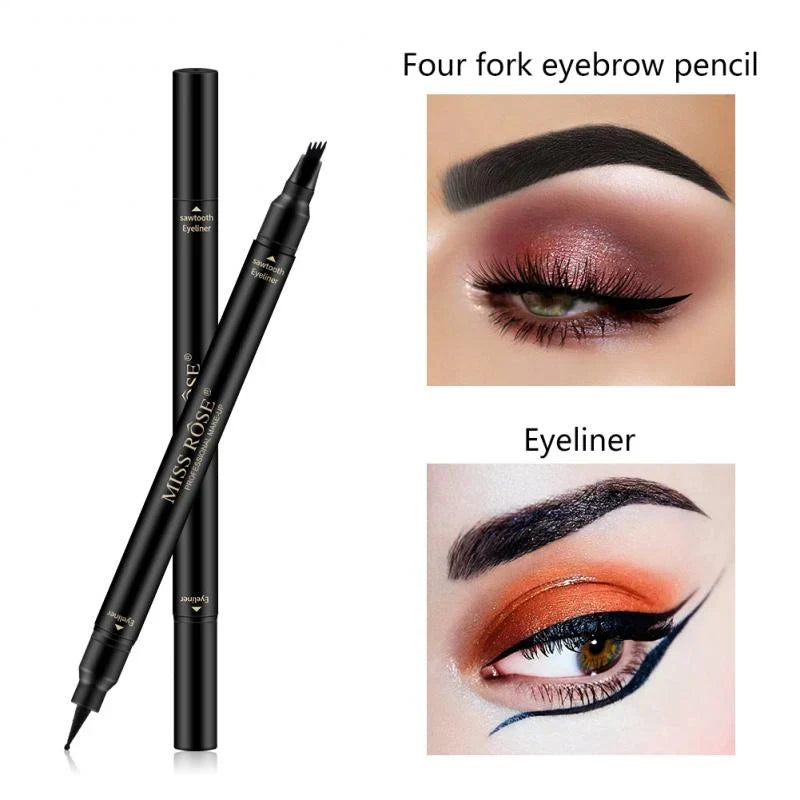 MISS ROSE Double Head 4 Fork Eyebrow Pencil 2 in 1 Black - Buy Online in Pakistan at Cosmia.pk