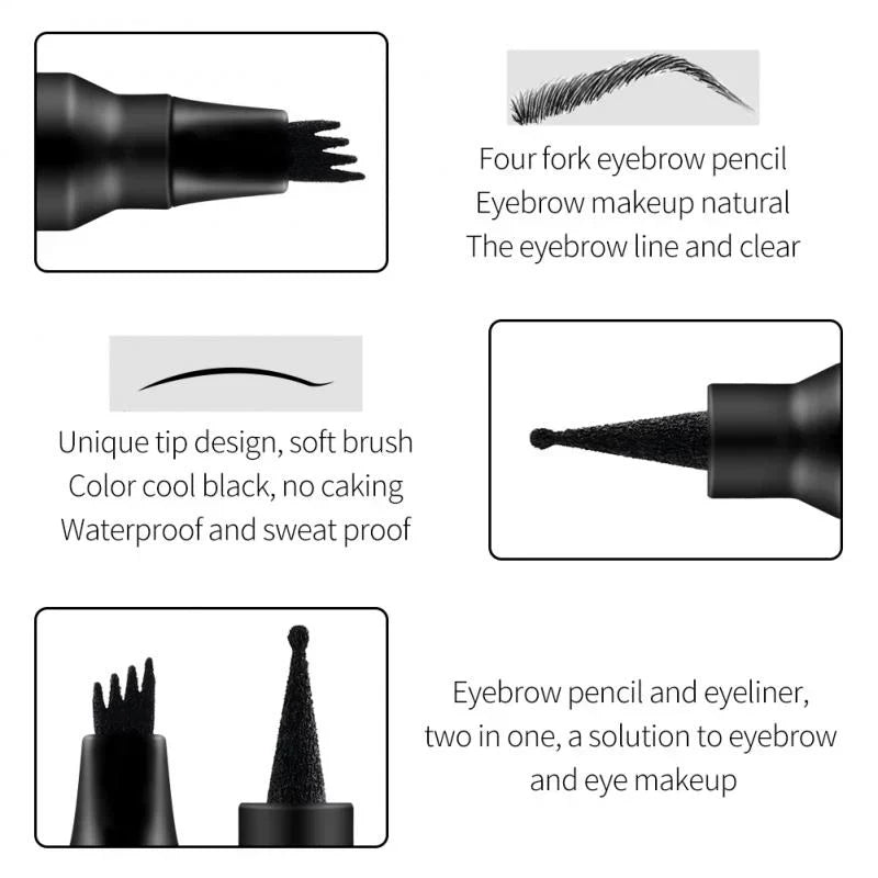 MISS ROSE Double Head 4 Fork Eyebrow Pencil 2 in 1 Black - Buy Online in Pakistan at Cosmia.pk