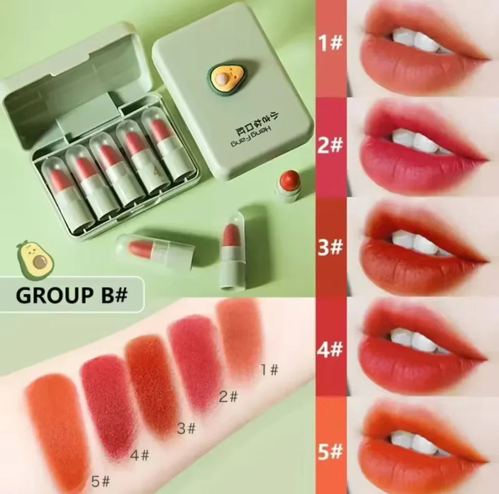 HengFang 5Pcs Long Lasting Moiturizing Matte Mini Lipistick Set - Buy Online in Pakistan at Cosmia.pk