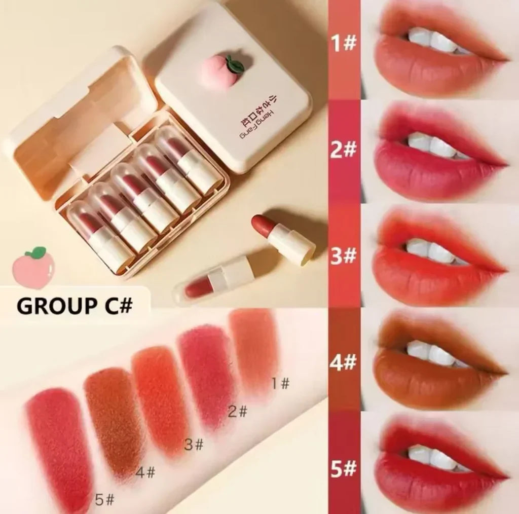 HengFang 5Pcs Long Lasting Moiturizing Matte Mini Lipistick Set - Buy Online in Pakistan at Cosmia.pk