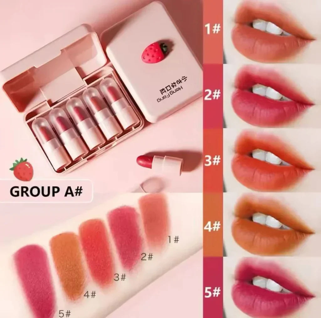 HengFang 5Pcs Long Lasting Moiturizing Matte Mini Lipistick Set - Buy Online in Pakistan at Cosmia.pk