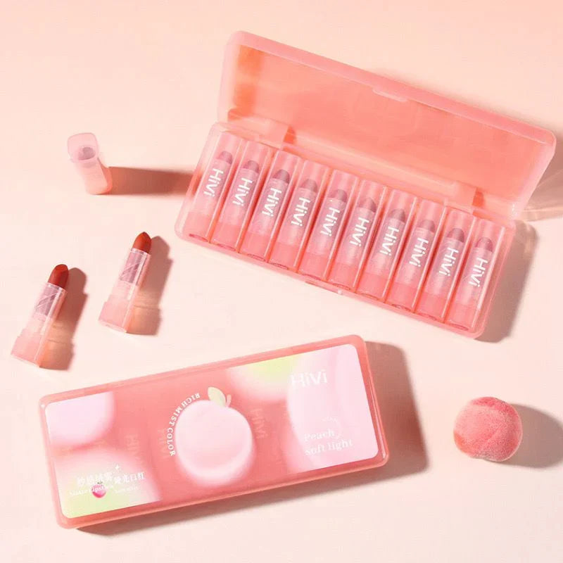 HiVi 10 Pcs Peach Soft Light Matte Lipstick Set - Buy Online in Pakistan at Cosmia.pk