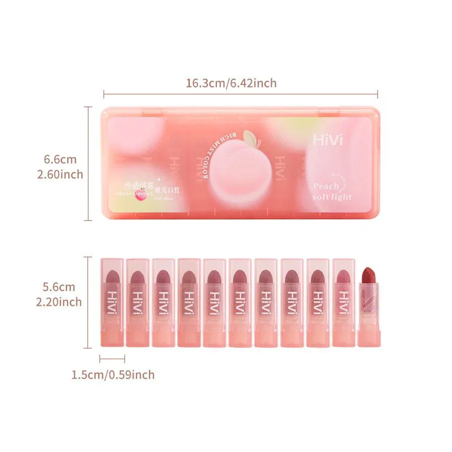 HiVi 10 Pcs Peach Soft Light Matte Lipstick Set - Buy Online in Pakistan at Cosmia.pk