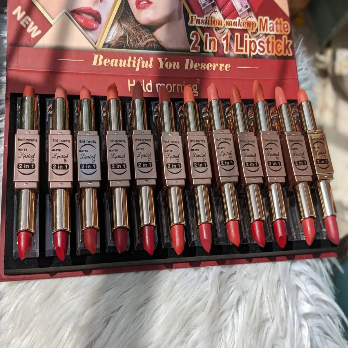 Hold Morning 2 in 1 Double lipstick 12Pcs pack - Buy Online in Pakistan at Cosmia.pk