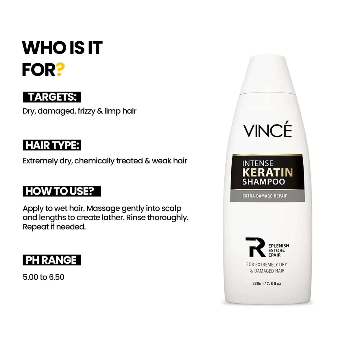 VINCE Intense Keratin Shampoo - 460ml - Buy Online in Pakistan at Cosmia.pk