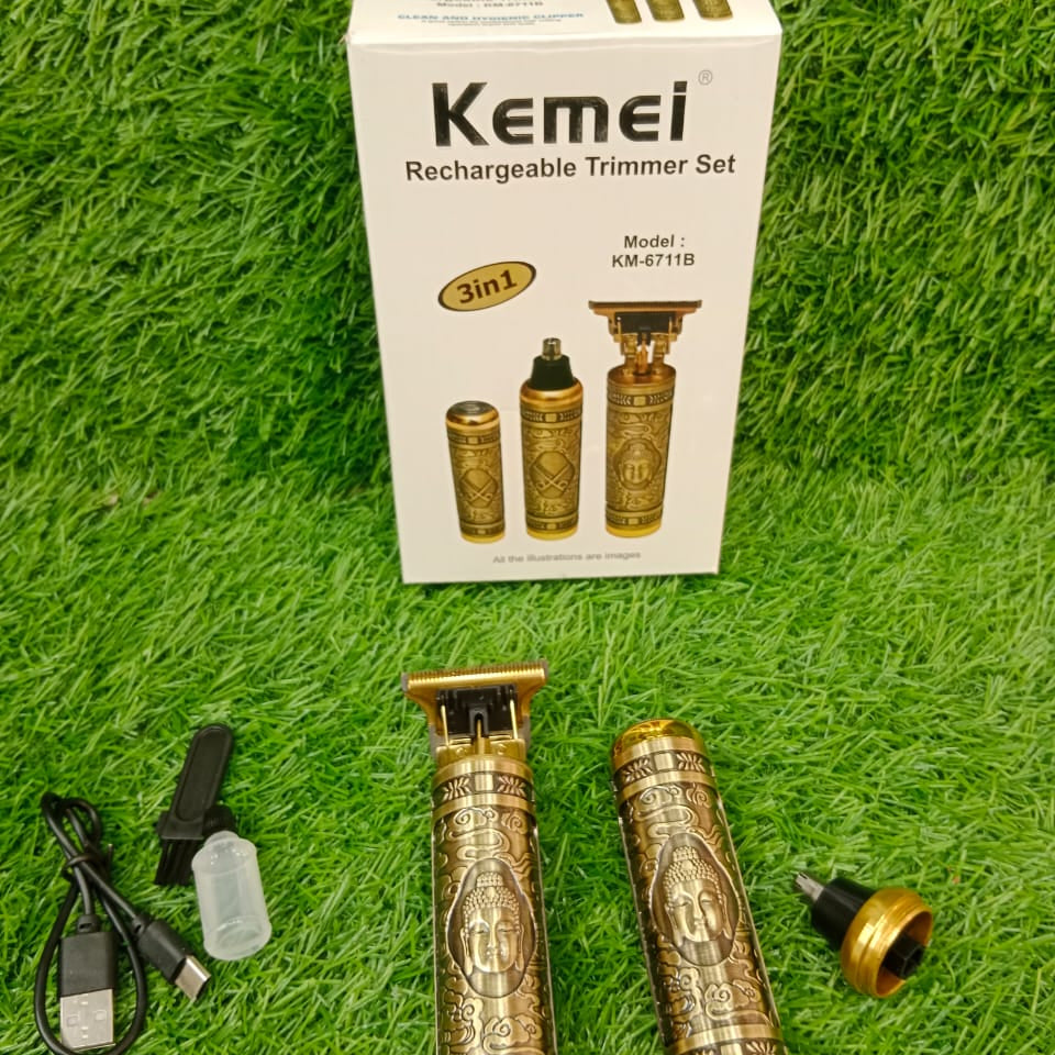 Kemei 3in1 Shaving Machine Rechargeable Trimmer Set - Buy Online in Pakistan at Cosmia.pk