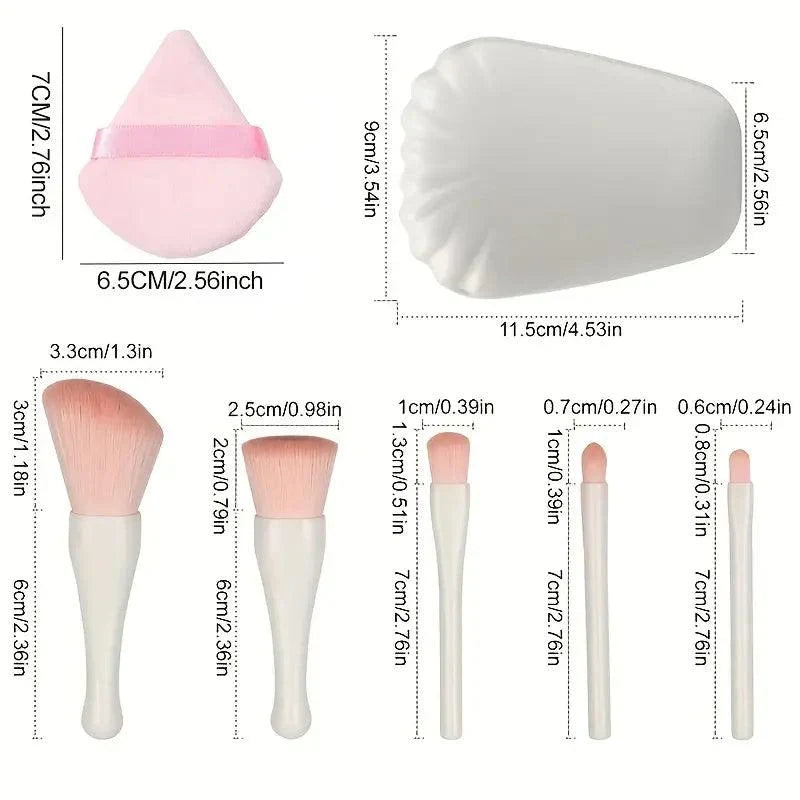 Cosmetic Brush Set with Mirror - 5-Piece Mini Cosmetic Brush Set - Buy Online in Pakistan at Cosmia.pk