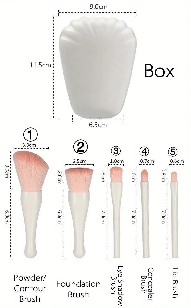 Cosmetic Brush Set with Mirror - 5-Piece Mini Cosmetic Brush Set - Buy Online in Pakistan at Cosmia.pk