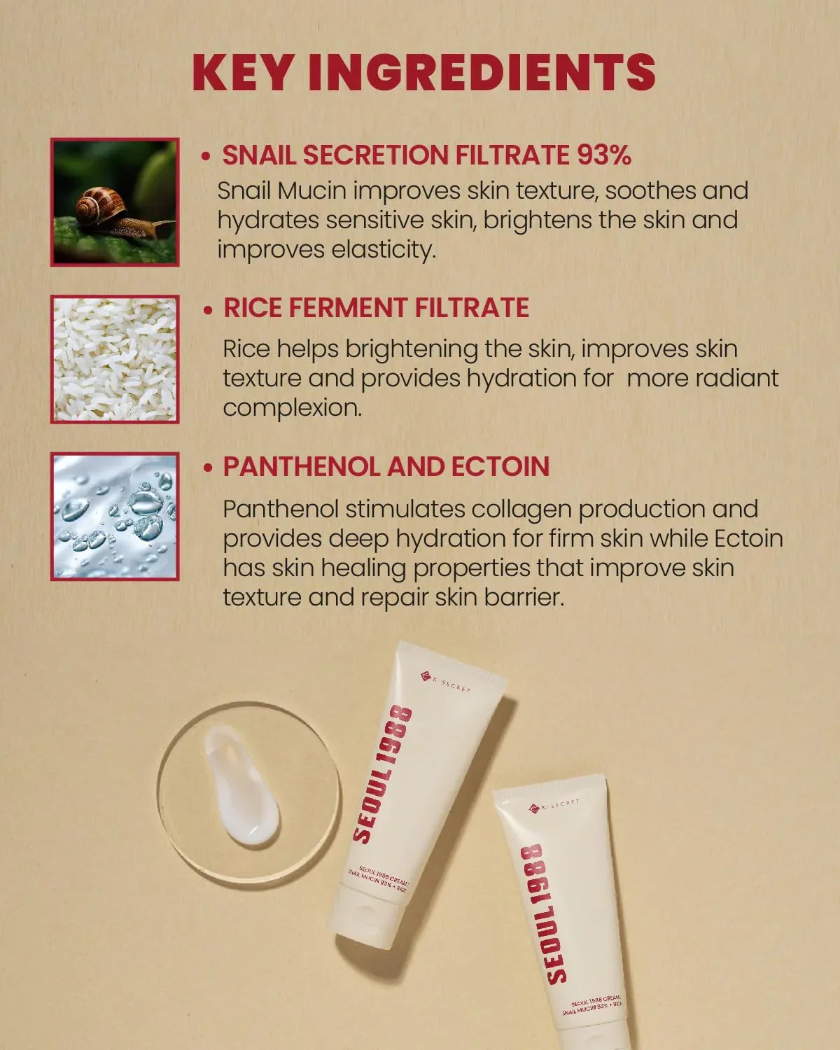 K-Secret Seoul 1988 Snail Mucin 93% + Rice Cream  - 100ml - Made in Korea - Buy Online in Pakistan at Cosmia.pk