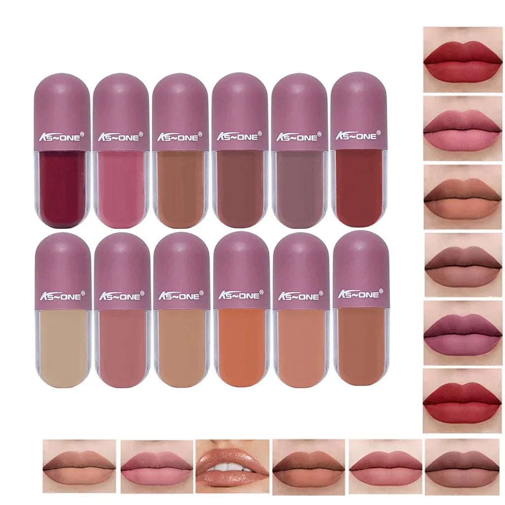 KS-ONE Mini Capsule Matte Lip Gloss Set 12pcs - Buy Online in Pakistan at Cosmia.pk