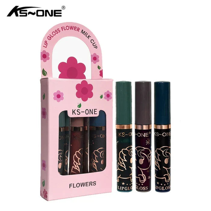 KS-ONE 3 Pcs Lip Gloss Flower Milk Cup Set - Buy Online in Pakistan at Cosmia.pk