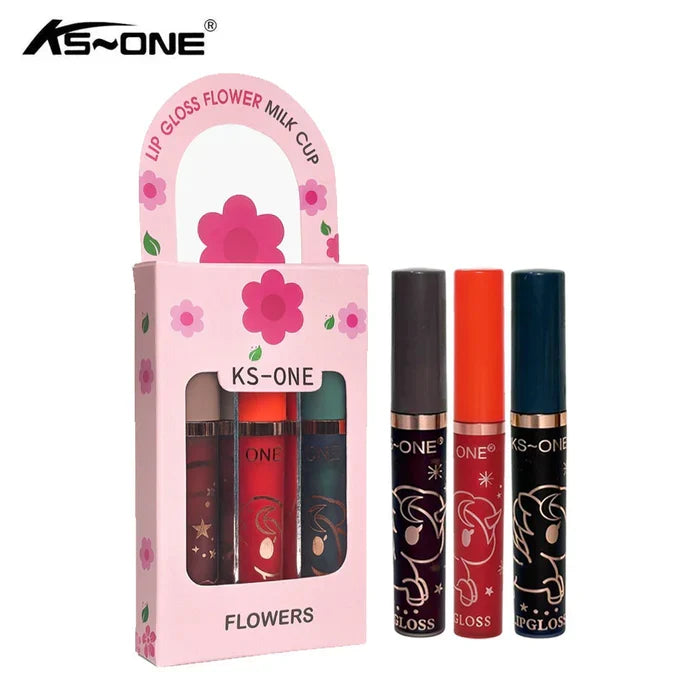 KS-ONE 3 Pcs Lip Gloss Flower Milk Cup Set - Buy Online in Pakistan at Cosmia.pk