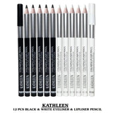 Kathleen 12 Pcs Black And White Eye liner Pencil - Buy Online in Pakistan at Cosmia.pk