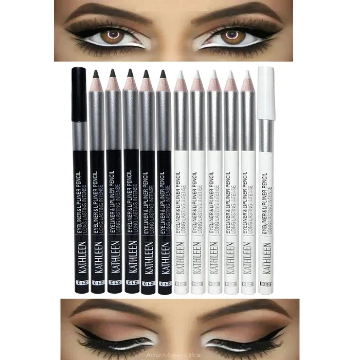 Kathleen 12 Pcs Black And White Eye liner Pencil - Buy Online in Pakistan at Cosmia.pk
