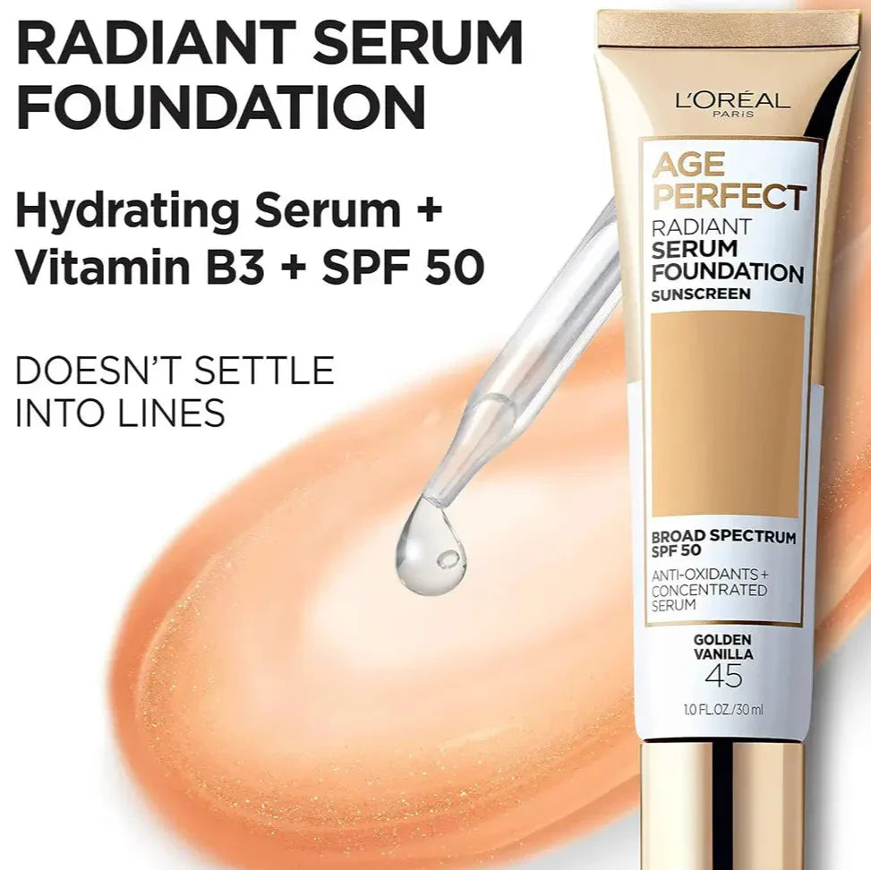 L'Oreal Paris Age Perfect Radiant Serum Foundation with SPF 50 - 30ml - Buy Online in Pakistan at Cosmia.pk