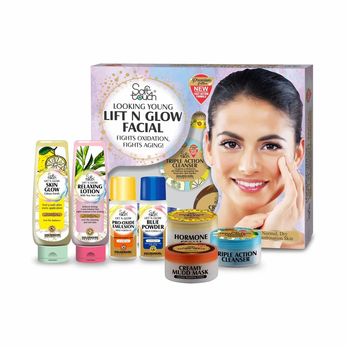 Soft Touch Lift n Glow Facial Set 9 items - Buy Online in Pakistan at Cosmia.pk