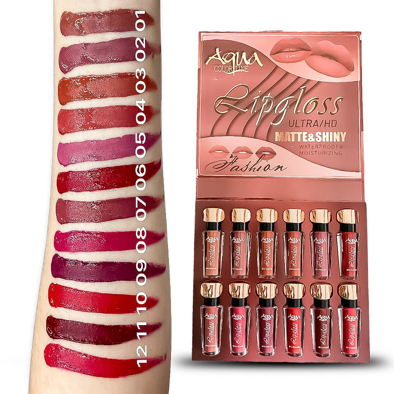 Aqua Color Line 12 Pieces Lip Gloss - Buy Online in Pakistan at Cosmia.pk