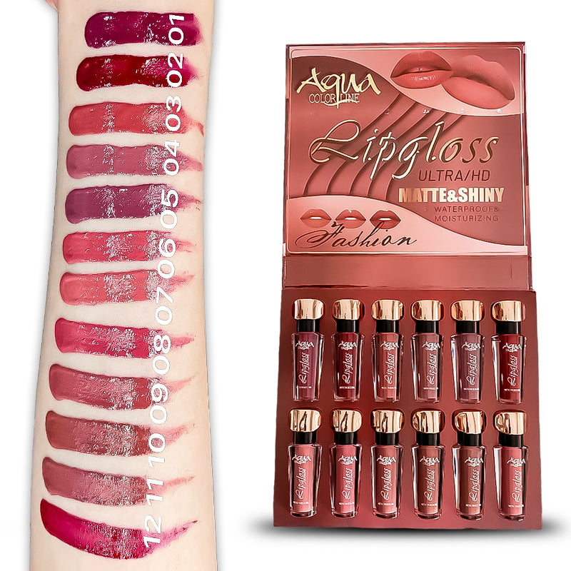 Aqua Color Line 12 Pieces Lip Gloss - Buy Online in Pakistan at Cosmia.pk