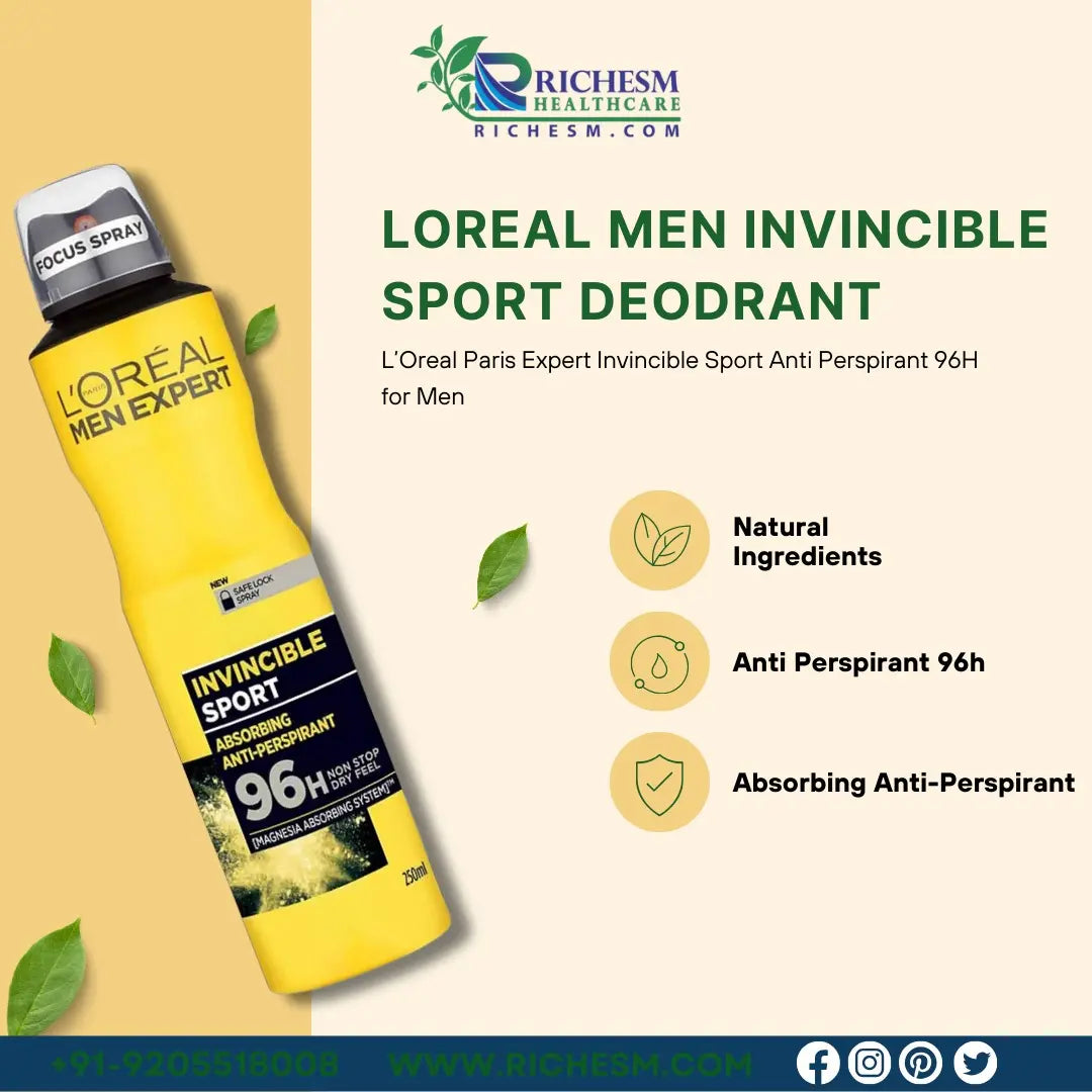 L'Oréal Men Expert Invincible Sport 96H Anti-Perspirant Deodorant Spray - Buy Online in Pakistan at Cosmia.pk